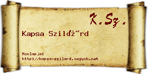 Kapsa Szilárd névjegykártya